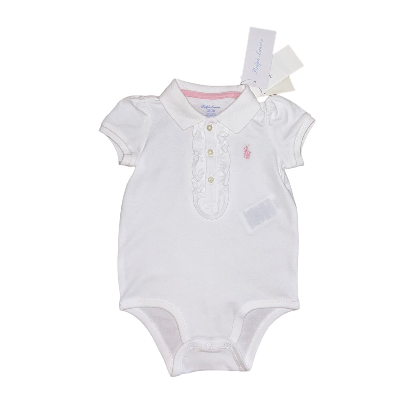 Ralph Lauren polo romper wit maat 6m (68)