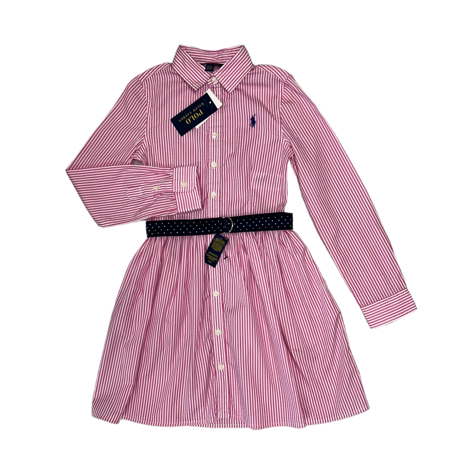 Ralph Lauren jurk roze streep maat 8 134 Klasse4Kids