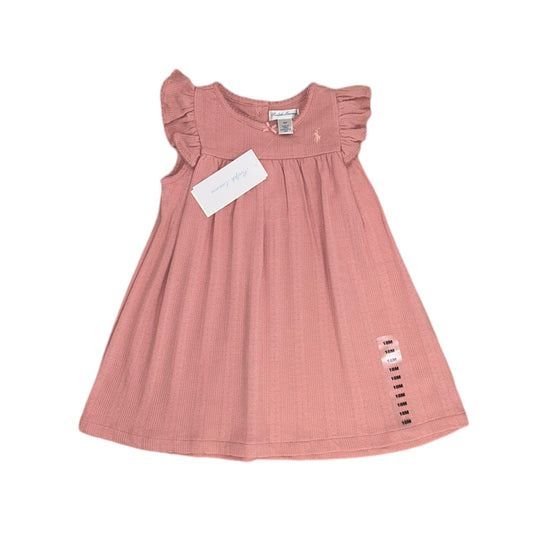 Ralph Lauren jurk oudroze pointelle + bloomer maat 18m (80-86)