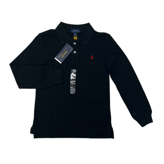 Ralph Lauren polo zwart lange mouwen maat 7 (128)