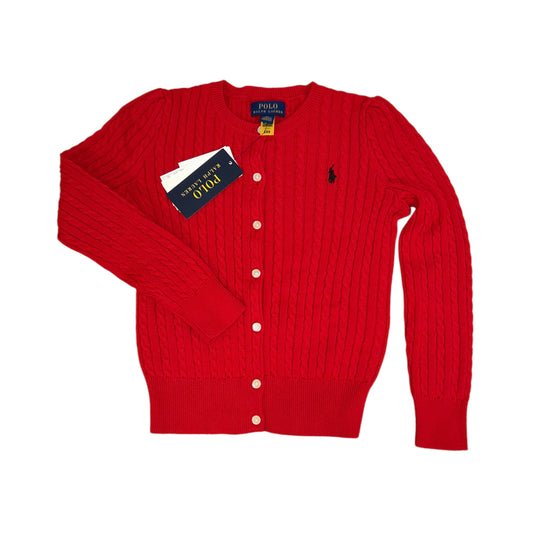 Ralph Lauren kabel vest rood maat 6x (valt als 116)