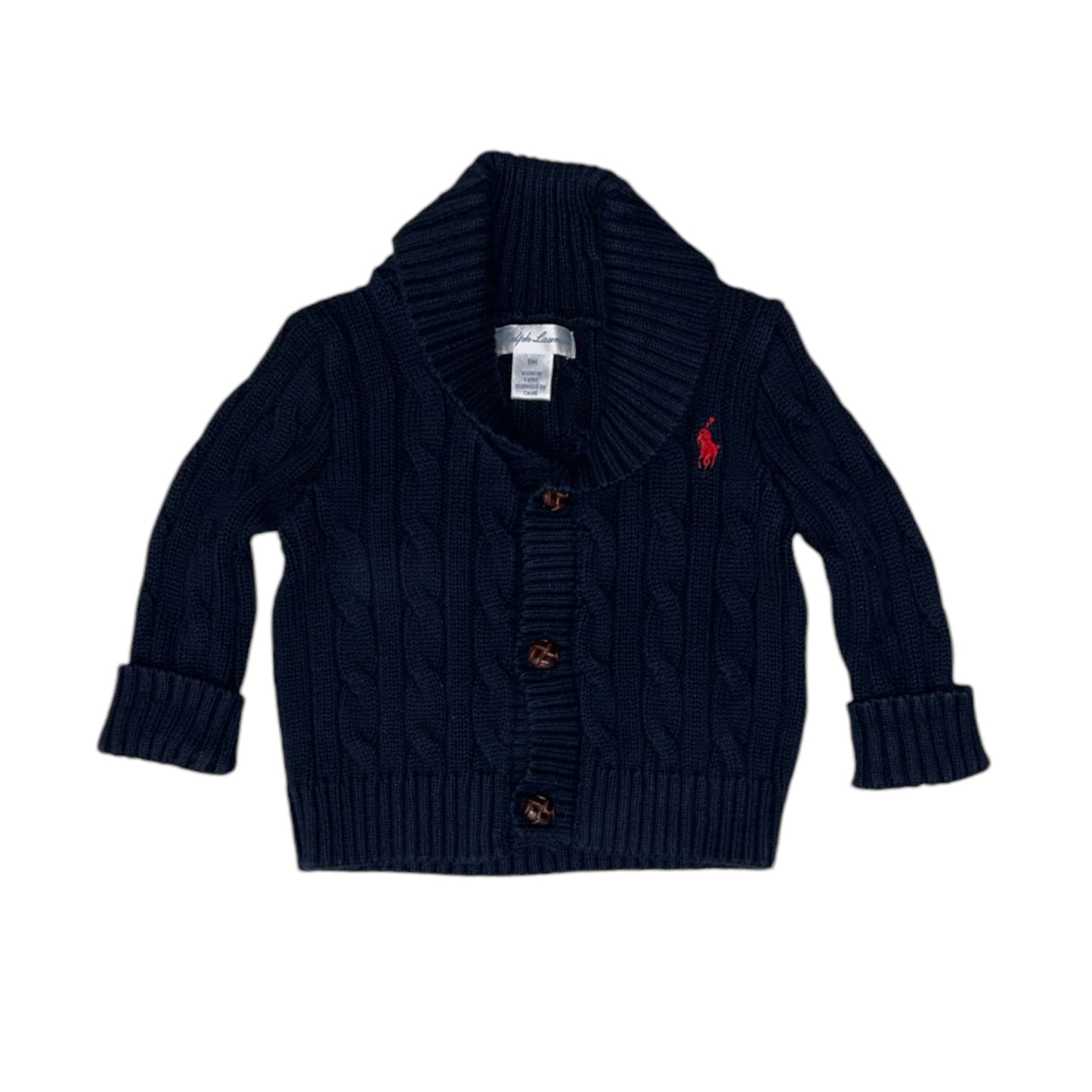 Ralph Lauren kabel vest marineblauw maat 18m (80-86)