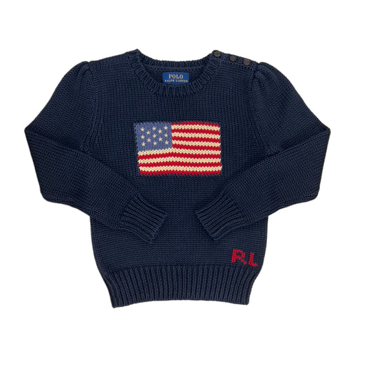 Ralph Lauren vlag trui marineblauw maat 5 (valt als 110)