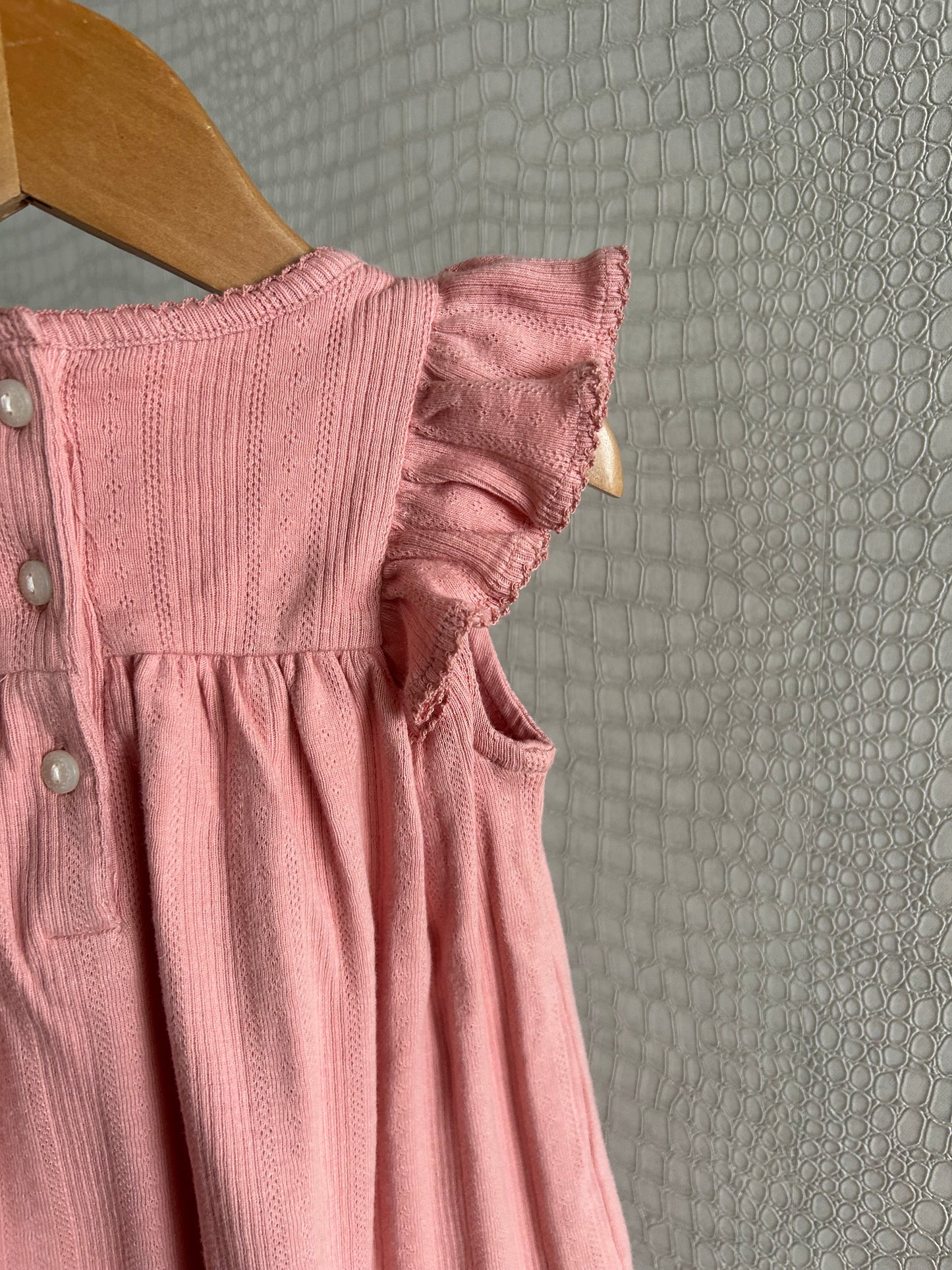 Ralph Lauren jurk oudroze pointelle + bloomer maat 12m (80)