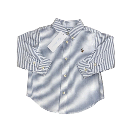 Ralph Lauren blouse oxford lichtblauw gestreept maat 18m (80-86)