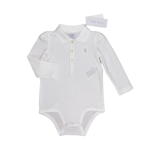 Ralph Lauren polo romper wit maat 12m (80)