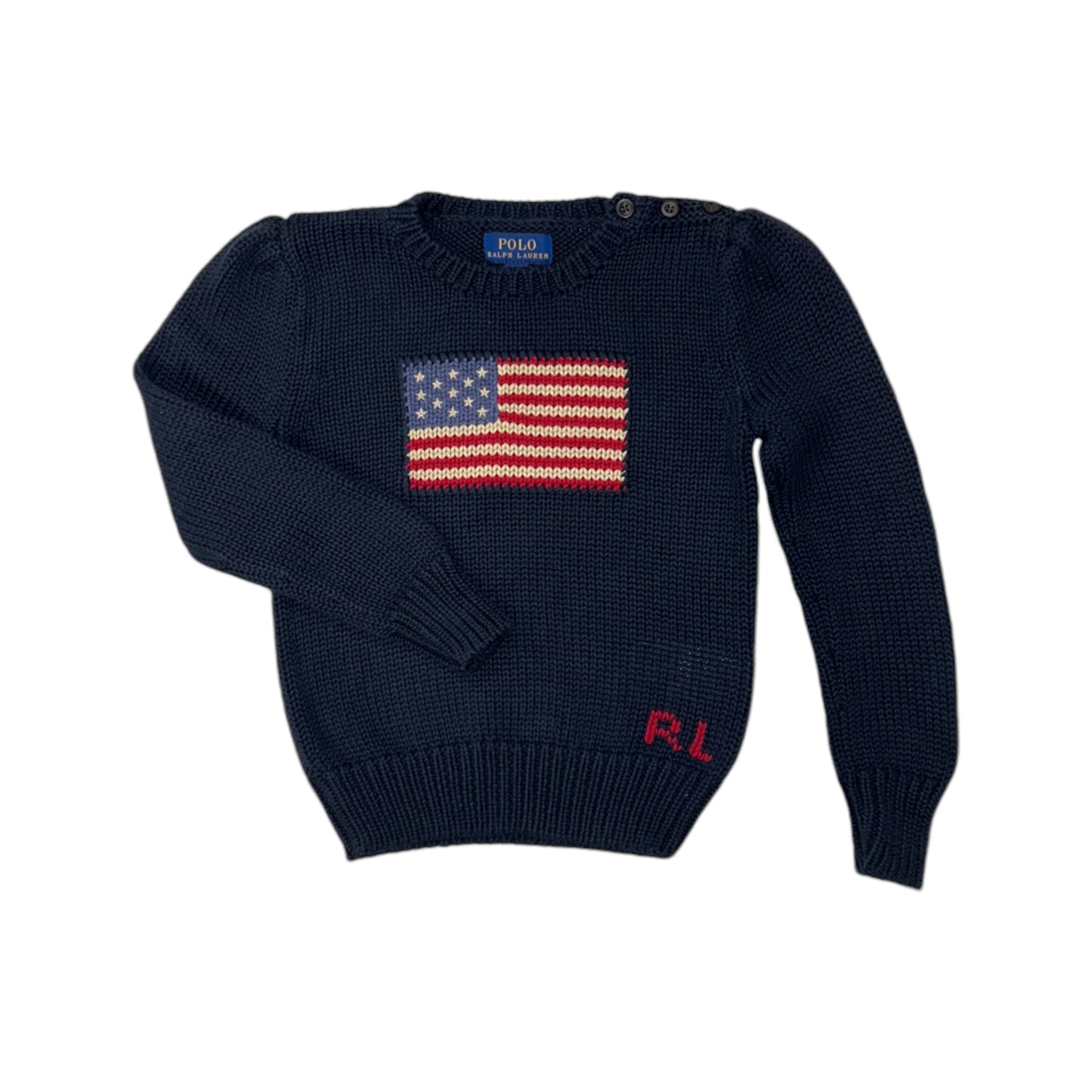 Ralph Lauren vlag trui marineblauw meisje maat 4 (104-110)