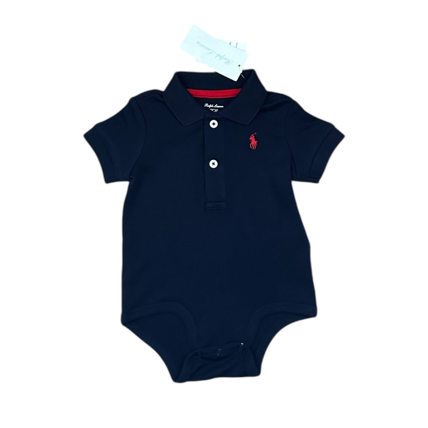 Ralph Lauren polo romper marineblauw maat 3m (56-62)