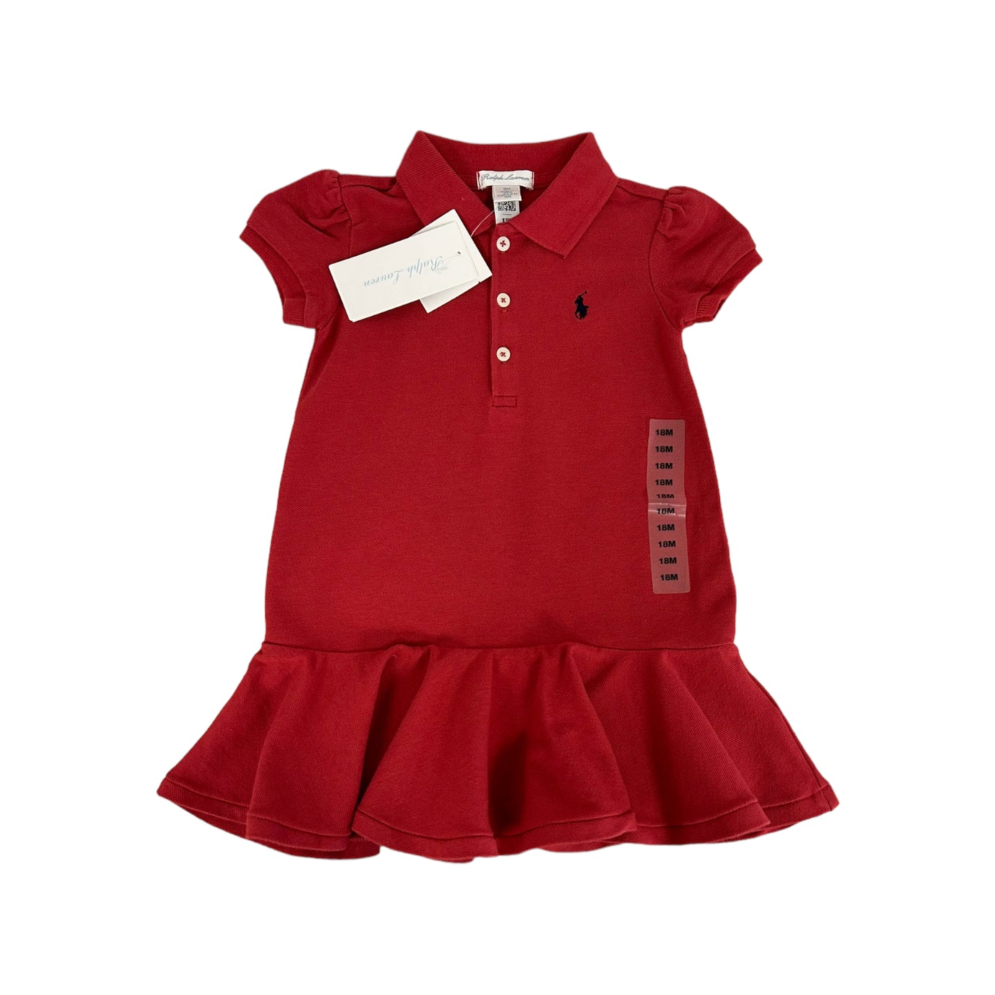 Ralph Lauren jurk zachtrood + bloomer maat 18m (80-86)