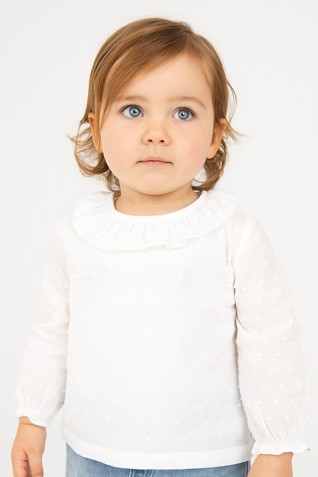 Babidu blouse meisje geborduurde stipjes