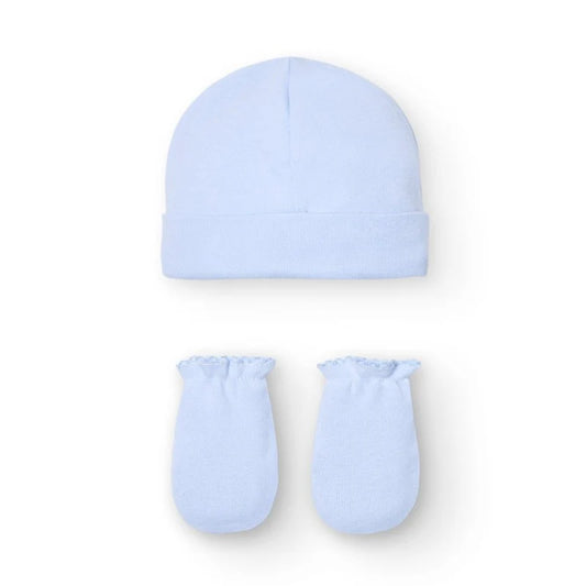 Babidu Newborn muts + wantjes blauw